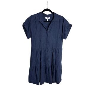 Michael Stars Navy Linen Babydoll Dress Casual Comfortable Easy Fit S